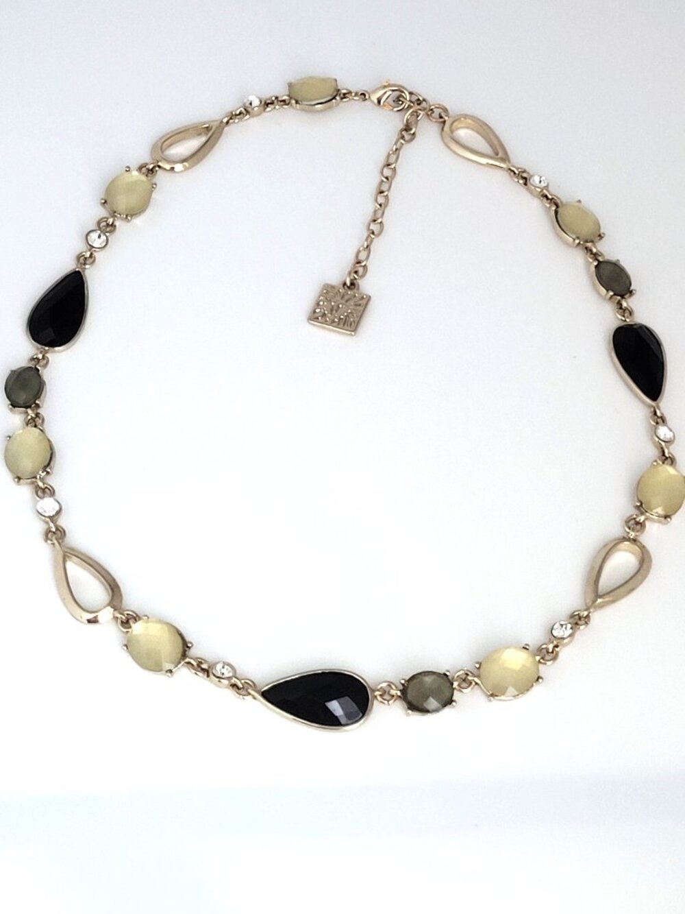 Anne Klein Necklace Gold Tone Chain Rhinestone Choker